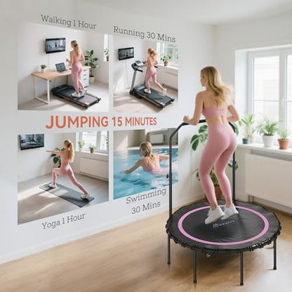 Soozier 45/48" Rebounder Trampoline for Adults 440lbs Mini Trampoline - color: Pink, size: 45"