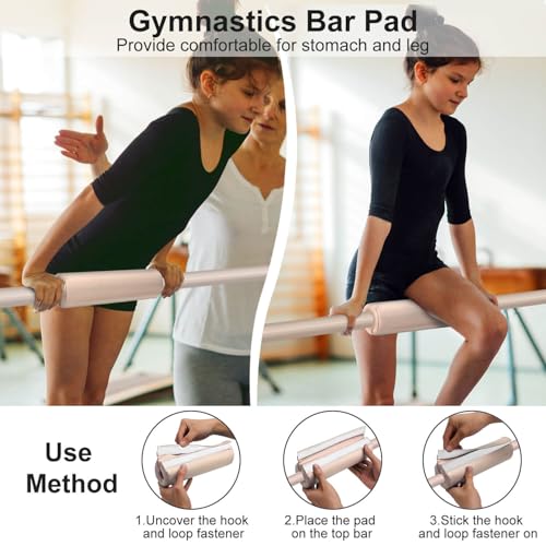 Expandable Gymnastics Bars, Adjustable Height Gymnastic Horizontal Bars, Children Folding Training Bar for Kids - color: Beige