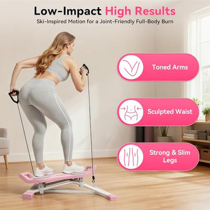 EPHESPORT Rocking Balance Board with Resistance Bands – Ski-Inspired Stepper for Core & Stability Training, LCD Monitor, 300 lbs Capacity, Wobble Fitness Trainer for Home Gym