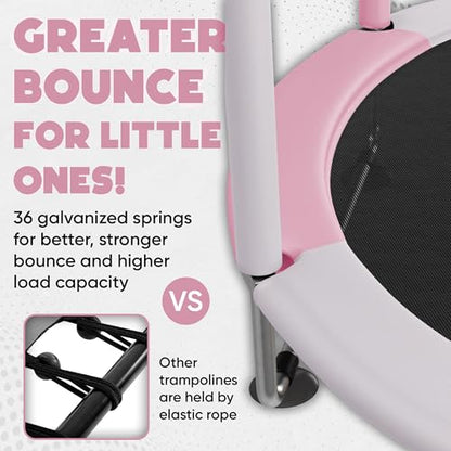 55" Toddler Trampoline for Kids Ages 3–8 – Indoor & Outdoor Kids Trampoline Anti-Tilt Frame, Adjustable Gym Bar, Basketball Hoop, Ocean Balls, Boxing Bag, Hammock & Boxing Gloves