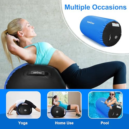 VOFiTNY Gymnastics Air Barrel Tumbling Equipment Back Handspring Trainer - color: Blue/Black No Pump, size: 3.3'L x 2.3'D