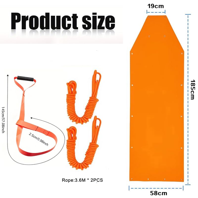 Deer Drag Sled Game Hauler, Orange Multi-Purpose Thickened Wear-Resistant Cargo Transport Sled with Ropes and Harness for Outdoor Hunting