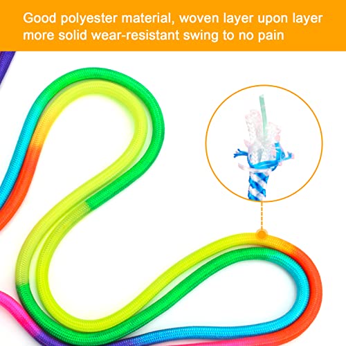 Coolrunner 16 FT Long Jump Rope(2 PACK), Double Dutch Jump Ropes, Soft Beaded Skipping for Kids Adults, Plastic Segmented Long Enough for 4-5 Jumpers - color: Rainbow