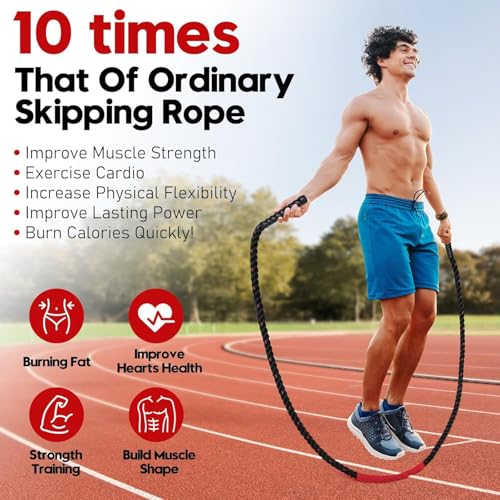 Weighted Jump Rope for Men and Women, 3lb 4lb 5lb Adult Heavy Skipping Rope, Jumprope for Fitness,Workout Equipment, Fitness Equipment for Home Gym Exercise,Improve Strength and Building Muscle - style: 4lb