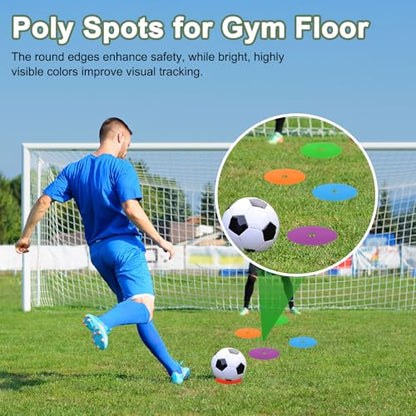 Flat Cones Spot Markers, Non-Slip Spot Marker Agility Dot Soccer Cones with Drawstring Bags - color: Blue