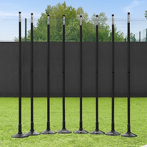 FORZA Slalom Agility Poles | Improve Endurance, Speed & Footwork | Color, Size & Rubber Base Options Available [8 Pack] - color: Black, size: With Bases, style: 6ft