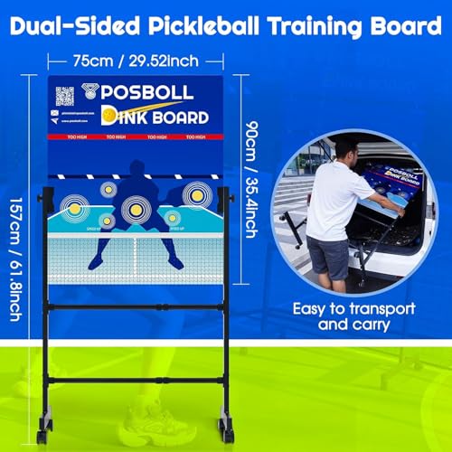 Pickleball Practice Board&Dink Rebounder with Stand Pickleball Wall for Practice Dink Board for Pickle Ball Training Adjustable Pickle Ball Practice Rebounder Pad Portable Dink Guru