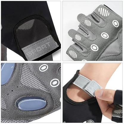 Workout Gloves for Men Women Exercise Gloves for Weight Lifting Fitness Cycling Gym Training with Grip Cushion Pads - color: Black