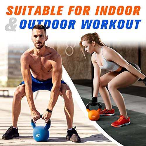 RitFit Neoprene Coated Kettlebell Weight Set, Solid Cast Iron - color: 15LB(Sky Blue)