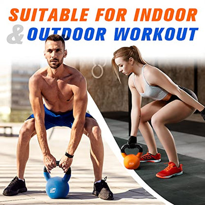 RitFit Neoprene Coated Kettlebell Weight Set, Solid Cast Iron - color: 15LB(Sky Blue)