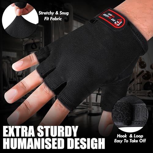 Weight Lifting Gloves with Wrist Wrap Support for Men & Women, Workout Gloves for Gym Training, Full Palm Protection, Anti-Slip Grip & Fitness Support