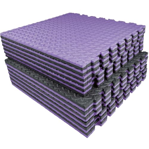 AIRHOP Upgraded 0.79" Extra Thick 48 Sq Ft High-Density Eva Foam Exercise Gym Mats, 12 Pcs Large Interlocking Puzzle Floor Tiles (24"x24") for Home Gym