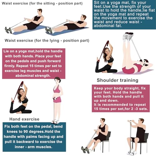 Foot Pedal Puller, Fitness Resistance Band,Multifunction Foot Pull Rope for Full Body Stretching, Numbered Resistance Band, Multifunction Elastic Yoga Stretch Rope, Fashion Puller Exercise