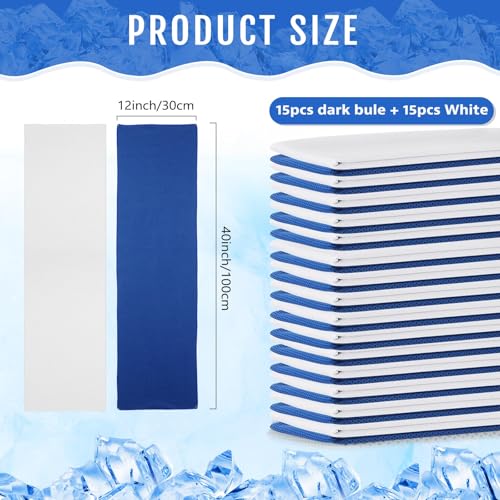 Hosuly 30 Pack Cooling Towels 40"x12" - color: Dark Blue, White
