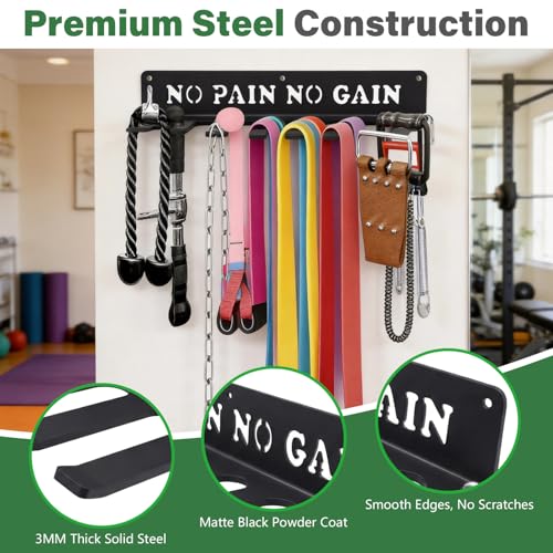 Home Gym Accessories Organization Storage Rack Equipment For Home 8 Hook Wall Hanger Display Gear Barbells Resistance Bands Jump Ropes Lifting Belt Hanger Accessories Hardware Included