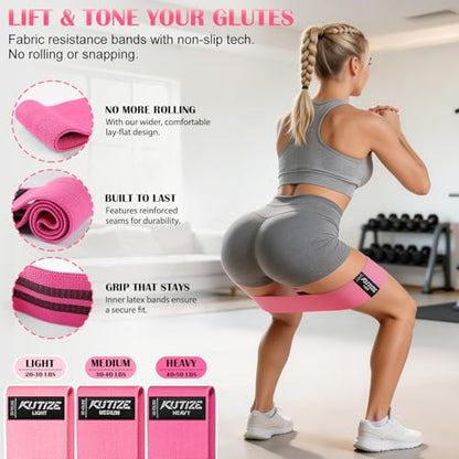 Pedal Resistance Band with Handle and Booty Bands Set for Women, 2 in 1 Fabric Exercise Bands for Core, Leg and Glutes, Full Body Home Gym Exercise Equipment for Yoga, Pilates, Physical Therapy