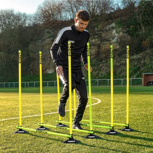 FORZA Pro Adjustable Hurdle Set | Speed & Agility Training with Rubber Bases or Ground Spikes for Extra Stability [4ft or 5ft]