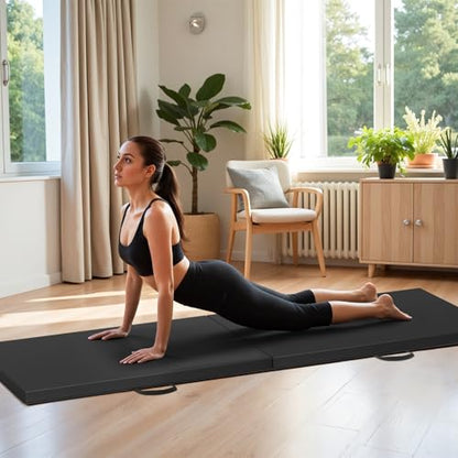 Gymnastics Tumbling Mat Portable Gymnastics Mat Foldable Tumbling Mat 2ft W 6ft L/4ft W 6ft L/4ft W 8ft L/4ft W 10ft Exercise Mat Yoga Mat with Carrying Handles for Yoga Gymnastics