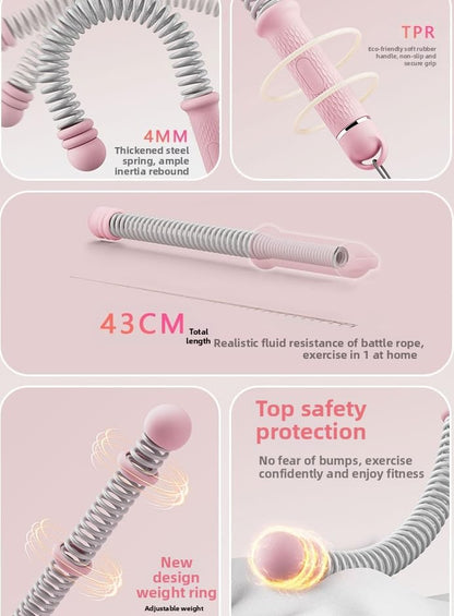Ropeless Battle Rope Battle Ropes for Home Gym - 2PCS workout ropes with Non-Slip Handles, Durable Workout for All Fitness Levels (Pink)