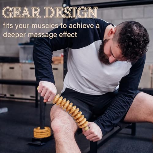 Liitrton Wood Therapy Fasci Massage Tools, Curved Wooden Massage Roller Cellulite Reduction and Muscle Tension (Curved-11-Wheel) - color: Curved-11-wheel