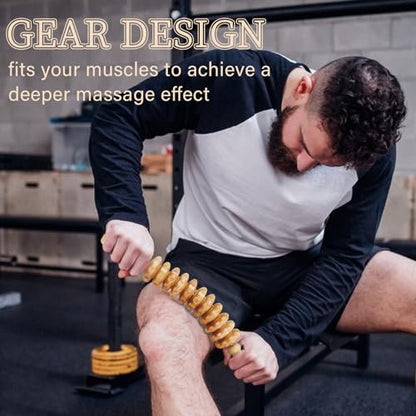 Liitrton Wood Therapy Fasci Massage Tools, Curved Wooden Massage Roller Cellulite Reduction and Muscle Tension (Curved-11-Wheel) - color: Curved-11-wheel