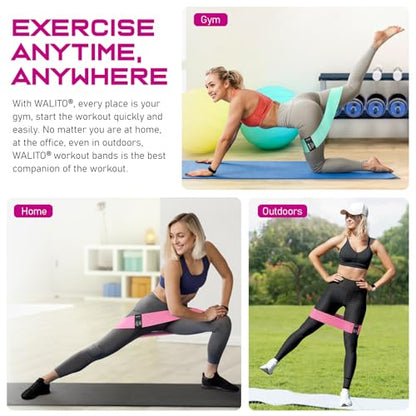 Fabric Resistance Bands for Working Out, Exercise Bands for Glutes and Legs - color: 4.Pink,Aqua,Grey,Black
