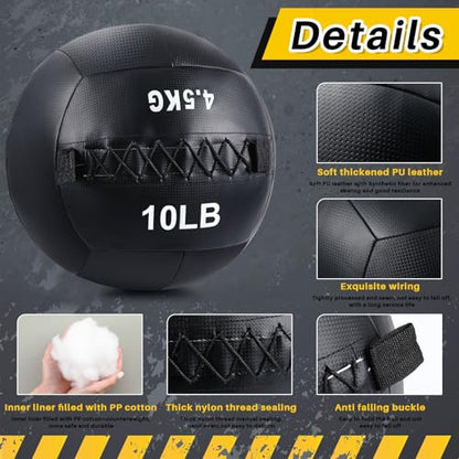 Lunmon Soft Wall Medicine Ball for Exercise Fitness Slam Weighted Med Ball with Non Slip Grip for Slamming Workout Strength Conditioning Core Training Lunge and Partner Toss