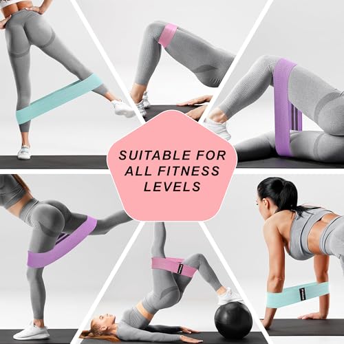 Resistance Bands for Legs and Butt Exercise Bands, Non Slip Elastic Fabric Bands 3 Levels Loop Workout Bands for Women Squat Glute Hip Training, Set of 3 Pack