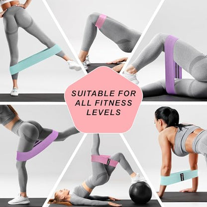 Resistance Bands for Legs and Butt Exercise Bands, Non Slip Elastic Fabric Bands 3 Levels Loop Workout Bands for Women Squat Glute Hip Training, Set of 3 Pack