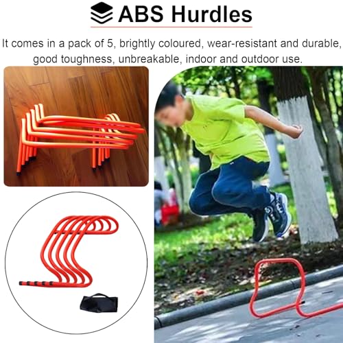 Hurdles 5 Pieces Endurance Practice Equipment Hi Visibility, Speed Race Mini Hurdles for Indoor Outdoor, Agility Trainer for Athletic Team Training - size: 30cm (11 3/4")