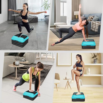 16" x 16" High Aerobic Step Aerobics Stepper Platform with 4 Risers, Exercise Workout Stepper, Home Gym Equipment, Fitness Step Platform, Adjustable Aerobic Stepper - color: Blackish Green