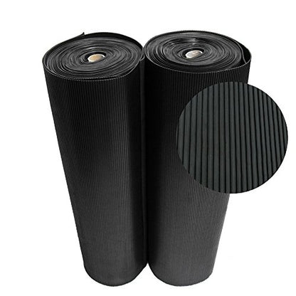 Rubber-Cal 03_167_W_RC_15 Ramp Cleat Non-Slip Outdoor Rubber Floor Mats, 0.13 inch Thick X 3ft X 15ft, Black