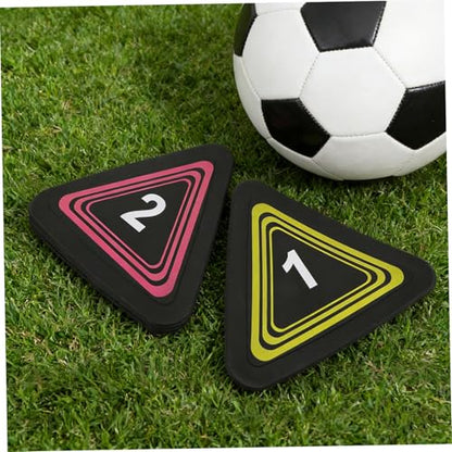 Outanaya 10pcs Numbered Agility Spot Markers Triangular Training Discs Non-Slip Flat Floor Cones for Football Basketball Fitness and Speed Drills