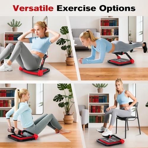 DERACY Sit Up Exercise Equipment, Adjustable Ab Machine, Multi-Functional Sit Up Machine, Ab Workout Equipment, Ab Trainer Machine for Women Men - color: RED