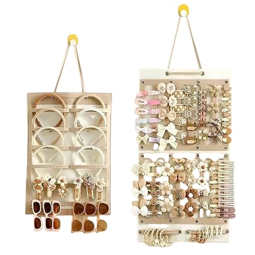 2 Pack Hair Bows Holder Organizer for Girls Women Wall Hanging Large Capacity Hair Cord Headband Storage Hair Accessories Organizer (2Pack Coffee)