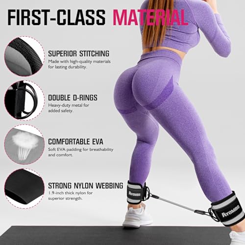 Ankle Resistance Bands with Cuffs, Home Gym Workout Equipment, Lifting Glute Butt Exercise Equipment for Women, Ankle Weights Fitness Set, Leg Booty Equipment for Training Perfect Body Shape - color: A-Grey