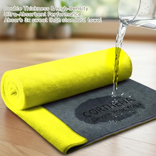 Hot Yoga Towel Set (2-Pack) – Super Absorbent, Skidless Sweat Towel for Hot Pilates, Bikram & Fitness - color: Yellow