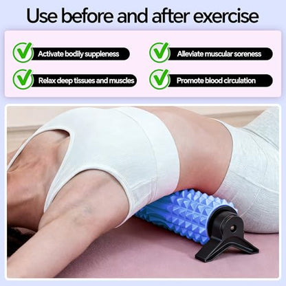Foam Roller with Detachable Stand, 18" Deep Tissue Massage Roller, Beginner-Friendly Support Design for Muscle Recovery, Home Workout & Fitness - Blue - color: Blue