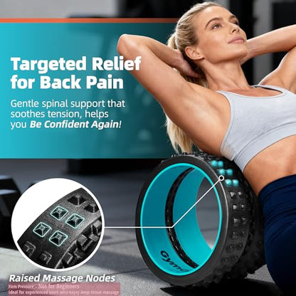 GymCope Back Roller for Back Pain Reliefn & Stretching, Deep Tissue Massage Roller Supports Up to 530 lbs / 240 kg, 5.5''-7.5'' Curved Foam Roller for Home Physical Stretching (Blue, Firm) - size: Firm
