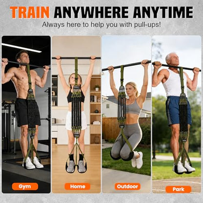Adjustable Pull Up Assistance Band, Heavy Duty Assisted Pull Up Bands Support 375lbs, Upgrade Pull Up Bar Resistance Band for Assist Pullup Home Gym Strength Training