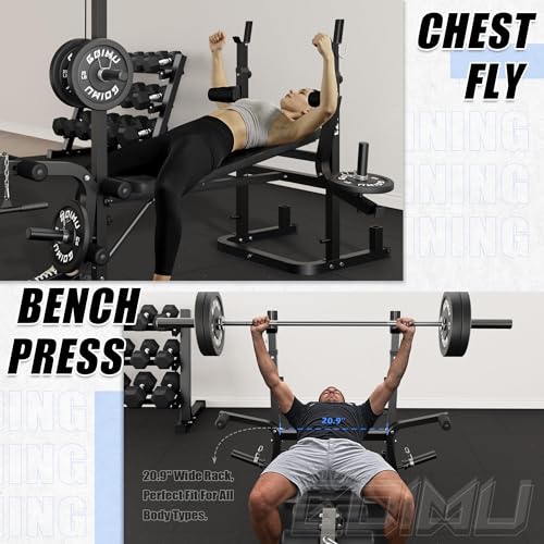 Z3 900LBS Olympic Weight Bench Set with Leg Extension, 9 in 1 Workout Press with Preacher Curl Pad and LAT Pulldown, Strength Training Bench for Home Gym - color: Black