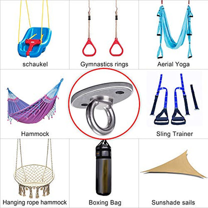 SELEWARE Ceiling Mount Cast Stainless Steel Swing Hanger Wall Anchor Hanging Yoga Swing Hammock Chair Suspension Straps Heavy Bag and More