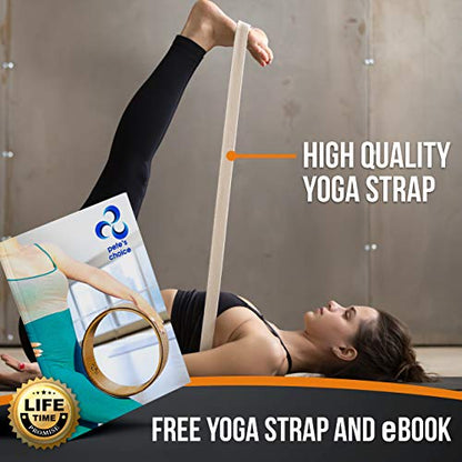 Deluxe Cork Yoga Wheel Set - Back Roller, 2 Cork Blocks & Strap