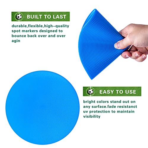 Poly Spot Markers 4inch/9 inch Non-Slip Rubber Agility Markers Flat Field Cones Floor Dots for Football, Soccer, Basketball Training Markers, School Activities, Exercise Drills, Social Distancing - style: 9inch 18Pcs(Blue)