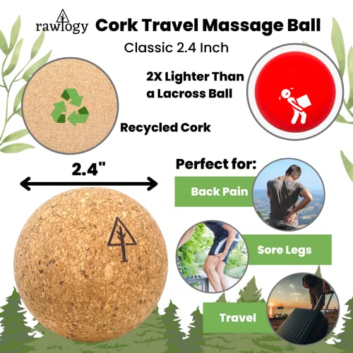 Travel Cork Massage Ball | Lightweight, Sustainable Alternative to Lacrosse Ball for Muscle Pain Relief (2.5 Inch (Pack of 2), Sanded Cork)