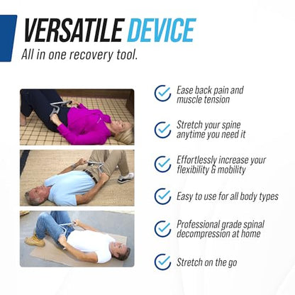 Lo-Bak TRAX by EZ-Bak Lumbar Spine Stretcher - Upper and Lower Back Stretcher for Herniated Disc & Sciatica Scoliosis - Portable Lumbar Traction Device for Spinal Decompression and Back Pain