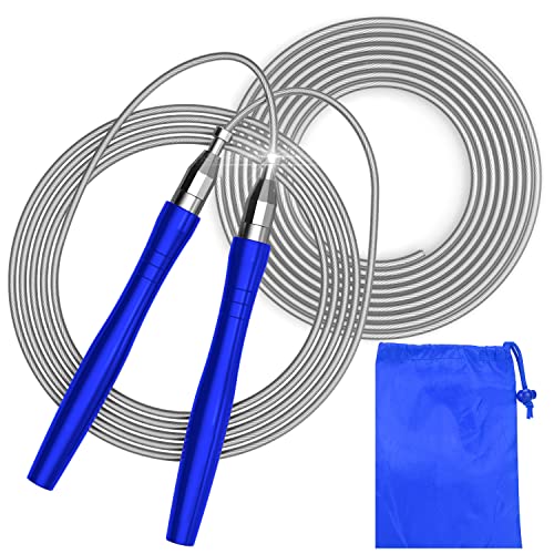 Jump Rope, High Speed Weighted Jump Rope - Premium Quality Tangle-Free - Self-Locking Screw-Free Design - Jump Ropes for Fitness - Skipping Rope for Workout Fitness, Crossfit & Home Exercises - color: Blue