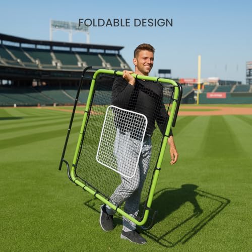 Baseball Rebounder Net 4x4.5 Ft Pitchback Trainer Bounce Back Fielding Net for Baseball and Softball Rebound Solo Practice with 3 Ball Return Angles