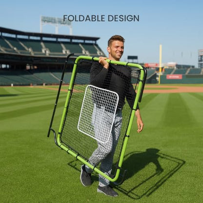 Baseball Rebounder Net 4x4.5 Ft Pitchback Trainer Bounce Back Fielding Net for Baseball and Softball Rebound Solo Practice with 3 Ball Return Angles