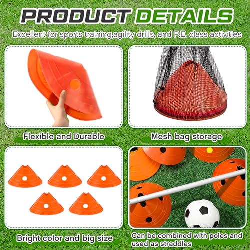 Jumbo Disc Cones Jumbo Soccer Cones with Mesh Bag Giant Large Agility for Soccer Training Adult Sports - color: Orange